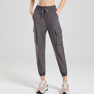 Lu femmes Jogging Yoga poche ample Joggers doux taille haute grandes poches élastiques pantalons décontractés cordon jambes pantalons de survêtement ll90018