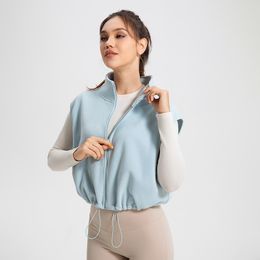 Lu feminino lulemen inverno jaqueta de fitness feminino à prova de frio colete quente correndo esportes colete polar velo yoga wear alta qualidade lu