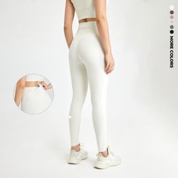 LU – pantalon de Yoga une pièce pour femmes, taille haute, avec poche, pêche nue, levage des hanches, serré, Fitness