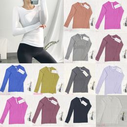 Lu T-shirt de sport à manches longues Fiess pour femmes, haut souple respirant, séchage rapide, vêtements de Yoga très extensibles, mode polyvalent, hauts d'entraînement de course A-198