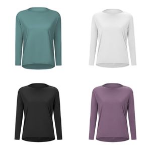 LU Sudadera de mujer Camiseta de manga larga Polos de fitness de alta elasticidad Clásico