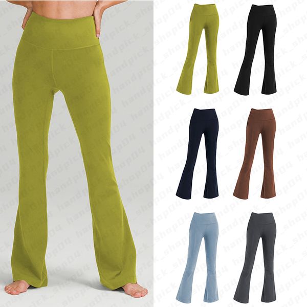 Lu Pantalon de yoga pour femme - Pantalon évasé taille haute - Pantalon de sport à haute élasticité - Jambe large - Couleur unie - Coupe ajustée - Leggings moulants - Pantalon d'entraînement A-06