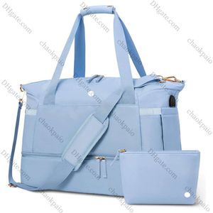 Lu – sac de sport en Nylon pour femmes, ensemble de deux pièces avec compartiment à chaussures, grands sacs de sport portables, sac à main d'entraînement physique de week-end