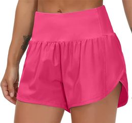 lu Vrouwen Sport Yoga Shorts Outfits Hoge Taille Sportkleding Ademend Ritsvak Fitnesskleding Korte Broek Meisjes Hardlopen Elastiek Met Binnenvoering