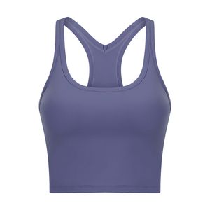 LU Dames Tanktops voor Yoga BH Training Fitness Shirts Sexy Vest Sneldrogend Ademend Gym Top Korte T Slim fit Schokbestendig Sportondergoed