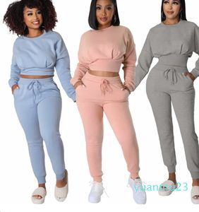 Lu femmes deux pièces ensemble haut court Legging pantalons de survêtement ensemble décontracté ensemble court femme sweat pantalon survêtement S