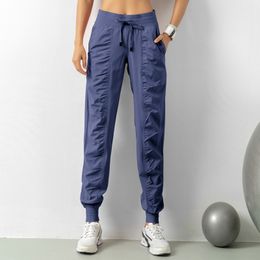 Lu pantalons de Jogging de Yoga pour femmes pantalons de survêtement amples ll pantalons de survêtement de sport de Fitness pour femmes en cours d'exécution Stretch minceur pieds pantalons de survêtement