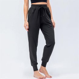 Lu Dames Yoga Negende Broek Running Fitness Joggers Met Ritsvak Hoge Taille Elastische Casual Joggingbroek 4 Kleuren D12368234l