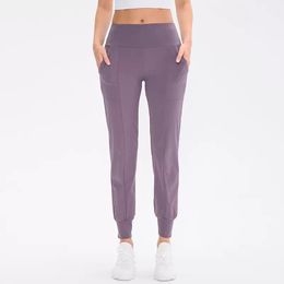 Lu femmes Yoga neuvième pantalon course Fitness ll Joggers doux taille haute élastique femmes Jogging pantalon 4 couleurs ll5224