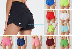 Lu femmes Yoga tenues Short de course doublé court avec poche à glissière Gym dames vêtements de sport décontractés pour les filles exercice Fitness