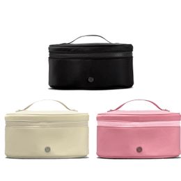 LU damesmake-up Oval Top Access Stuff Sacks cosmetische tassen Luxe lulemon mini pochette vierkante designer vintage nylon roze wash toilettas handtas Topkwaliteit