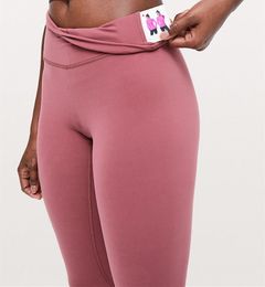 lu Womens Yoga Align-leggings Onhandige naadloze hoge taille Rekbare vormbroek Workout Push-up Panty Gym Fitness Bodems