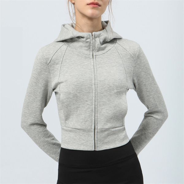 Lu Womens Yoga Veste à capuche à manches longues Ll Vestes de gymnase complète Full Zipper Forme de la taille