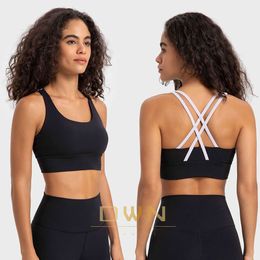 Lu Yoga Align Energy Ribbed Longline Bra Support moyen support vibrant Yoga Top Wide Wide Our-Way Stretch Sports Bras LL Lemon Gym