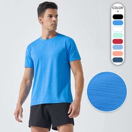 Lu Yoga Alinee Secado rápido Camiseta deportiva de cuello redondo de manga corto de manga corto