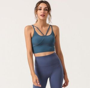 lu yoga beha women039s nieuwe stijl borstband schoonheid terug sling beha vest fitness yoga pak met borstkussen lu20291397621