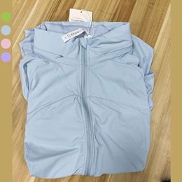 Lu yoga kleding ontwerper vrouwen topkwaliteit luxe mode shirts beschermingspak uitjes fietsen winddicht jasje kap dun een drogen ademende beschermingspak