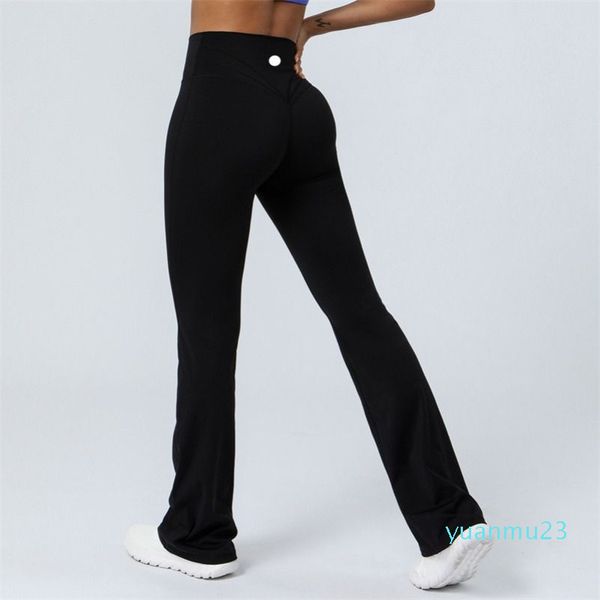 lu Yoga pantalon évasé dames taille haute coupe ajustée ventre ll pantalon à cloche montre les jambes longues Yoga Fitnes ll