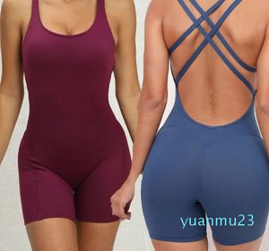 Lu Yoga Style chaud sport Fitness course body respirant vêtements de sport croix beauté dos court bout à bout combinaison pour les femmes Lu Lememm Wokrout