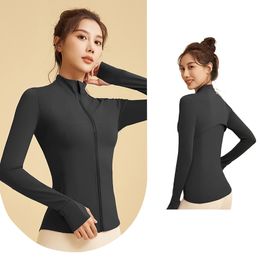 LU Veste de Yoga Vêtements Vêtements Sweat à capuche zippé brossé pour femme Survêtement à capuche Survêtement de course avec poche vêtements d'extérieur