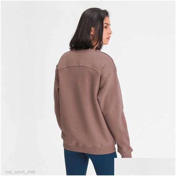 Lu Yoga L-015 Femmes Sweatshirts Sport Citrons Manteau Crewneck Top Coupe décontractée Chemises à manches longues Doux Sweats à capuche chauds Automne Hiver Oversiz Dhbhq