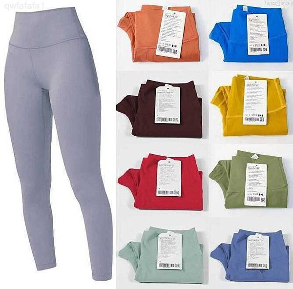 Lu Yoga Leggings 2023 LL Pantalones cortos para mujer Trajes recortados Lady Sports Yoga Pantalones para mujer Ejercicio Fiess Wear Girls Running Leggings Gym Slim Fit Alinear pantalones JGIE