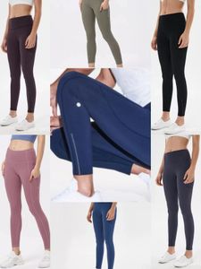 Lu Yoga Leggings poches latérales taille haute femmes pantalons couleur sport vêtements de sport élastique Fitness global collants entraînement