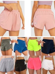 LU yoga korte broek merk dames yoga-outfits hoge taille shorts lu-l oefening fitnesskleding meisjes lopende elastische volwassen broek sportkleding tracker kort