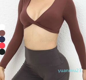 Lu Yoga Nieuwe fitnesskleding voor dames Sexy croptop Dameskleding Gymtops Sportkleding Workout Crop top met lange mouwen Lu Lememm Wokrout