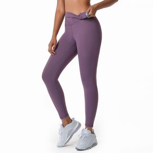 lu pantalon de yoga double face brossé doux pour la peau nude fitness pantalon taille haute fessier ascenseur fille fitness pantalon