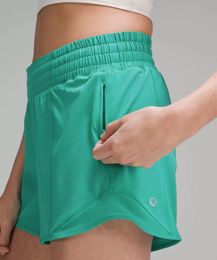 Lu yoga pantalones cortos marca mujer hotty hot 4 "niñas corriendo pantalones elásticos para adultos ropa deportiva yoga corto
