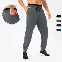 LU Yoga shorts Sportbroek voor heren Losse riem Sneldrogende broek Ademende ritszak Fitness hardlooptrainingsbroek