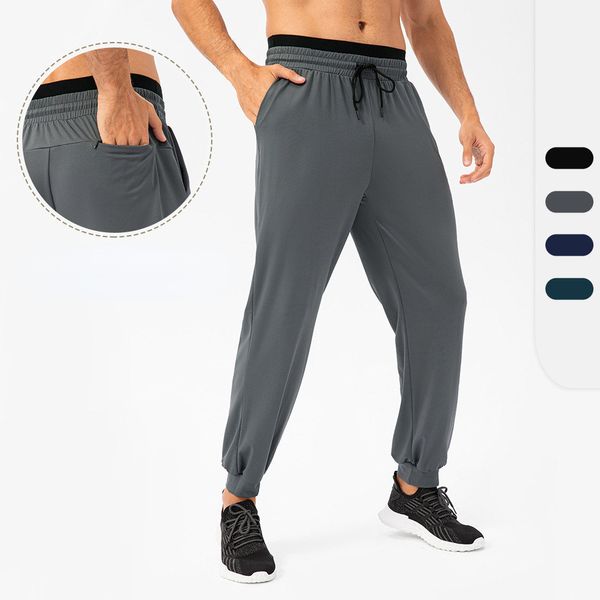 LU Yoga shorts pantalons de sport pour hommes sangle lâche pantalon à séchage rapide respirant poche zippée Fitness course pantalon d'entraînement