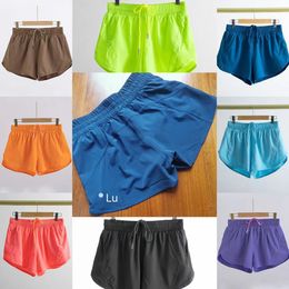 Lu-yoga tract court Gym Wear Culottes Nouvelle taille haute Femmes Yoga Shorts Solide Sport leggings Élastique Fitness Lady Yoga taille haute 4"