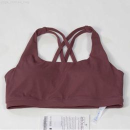 lu yoga Soutien-gorge de sport pour femme - Soutien-gorge sexy croisé dos nu - Push-up résistant aux chocs - Sous-vêtements de fitness - Haut court pour femme - Soutien-gorge d'entraînement - Gym Wear