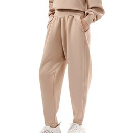 Lu Yoga-pantalones de correr para mujer, pantalón suave de cintura alta, con cordón, para entrenamiento, jogging, con bolsillos, sueltos, CK196