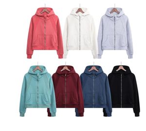 Lu01 – sweat-shirt à capuche pour femmes, tenues de Yoga, sweat-shirt à capuche, fermeture éclair complète, manteau surdimensionné, vêtements de sport, pull pour femmes