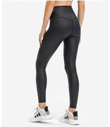 Lu02 позолоченные телесные кожаные штаны для йоги женские леггинсы039s с высокой талией обтягивающие эластичные спортивные леггинсы для фитнеса спортивная одежда беговая работа2264619