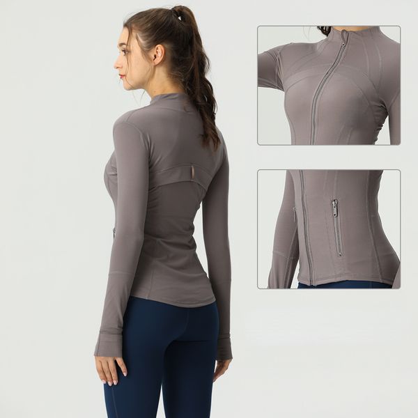 LU08 Veste de yoga veste de sport d'entraînement pour femmes veste de fitness à séchage rapide veste de couleur unie fermeture éclair jogging chemise de sport vêtements de sport