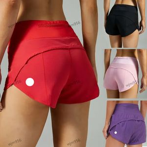 LU1U-24 Saute Up Up High-Rise doublé Short Sports Sports Femmes Fichets Séchage rapide Vêtements de course en vrac Back Zipper Pocket Fitness Yoga