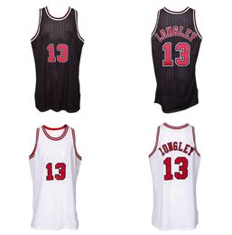 Luc Longley Designer Custom Basketball Jersey S-6XL Mitchell Ness Jersey 1997-98 Mesh Hardwoods Classics maillots rétro Hommes Femmes Jeunesse blanc rouge 13