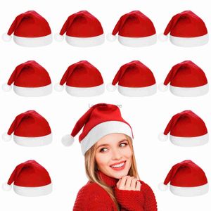 LUCIDDREAM Paquete de gorros navideños de Papá Noel no tejidos para adultos y niños, gorro rojo barato, regalo de Navidad HKD230823, 12 Uds.