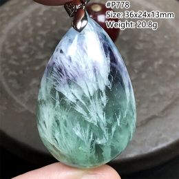 Lucite véritable plume naturelle Fluorite Quartz pendentif pour femmes dame hommes cadeau vert cristal Sier perles énergie pierre bijoux Aaaaa