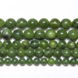 Lucite naturelle de qualité Aa, pierre de Jade verte du Canada, perles rondes en vrac, taille au choix 6 8 10 12mm, pour la fabrication de bijoux