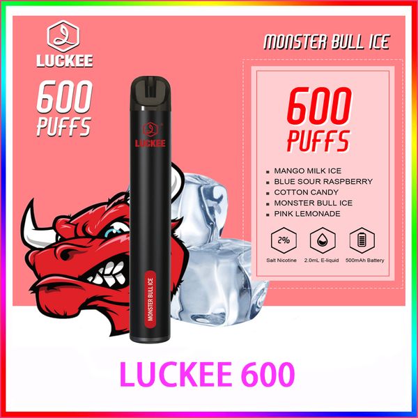 LUCKEE 600 bouffées 2ml e-liquide, 2% nic batterie 500mAh certification TPD/CE crazvapes