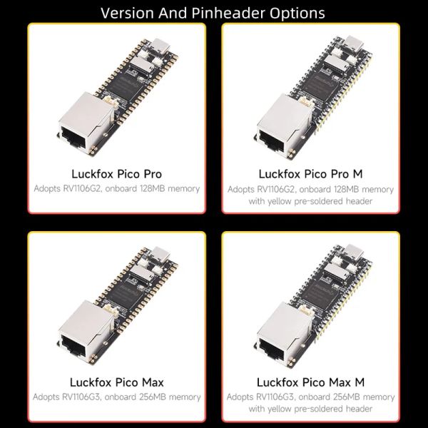 Luckfox Pico Pro / Max RV1106 Rockchip Ai Board Arm Cortex-A7 RISC-V 128/256 DDR3L NPU ISP Camera mieux que Raspberry Pi Pico