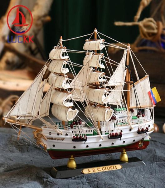 LUCKK Simulation ARC GLORIA Modèle de Bateau à Voile en Bois Colombie Navires Nautiques Figurines Moderne Décoration intérieure Accessoires8674886