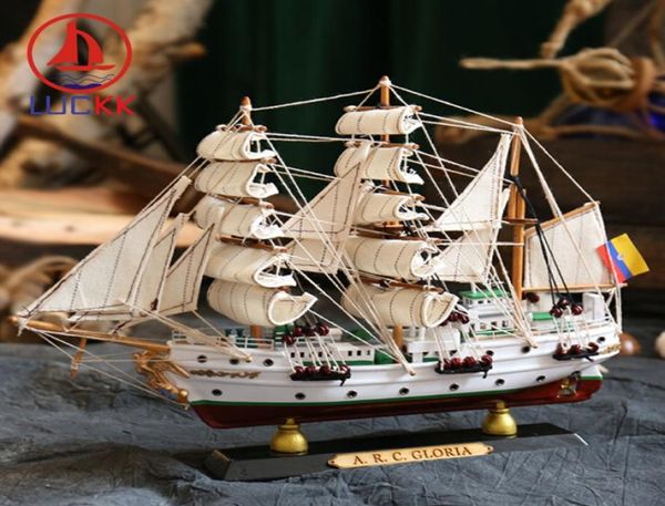 LUCKK Simulation ARC GLORIA Modèle de bateau à voile en bois Colombie Navires nautiques Figurines Accessoires de décoration intérieure de maison moderne 4666452