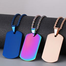 Lucky 28 * 50mm Military Dog Tag Pendant Pendant Collier en acier inoxydable électroplate 24 '' pour femmes pour hommes