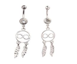 Lucky 8 capteur de rêves plume strass Piercing nombril anneau de nombril piercing d'haltère indiano4089959